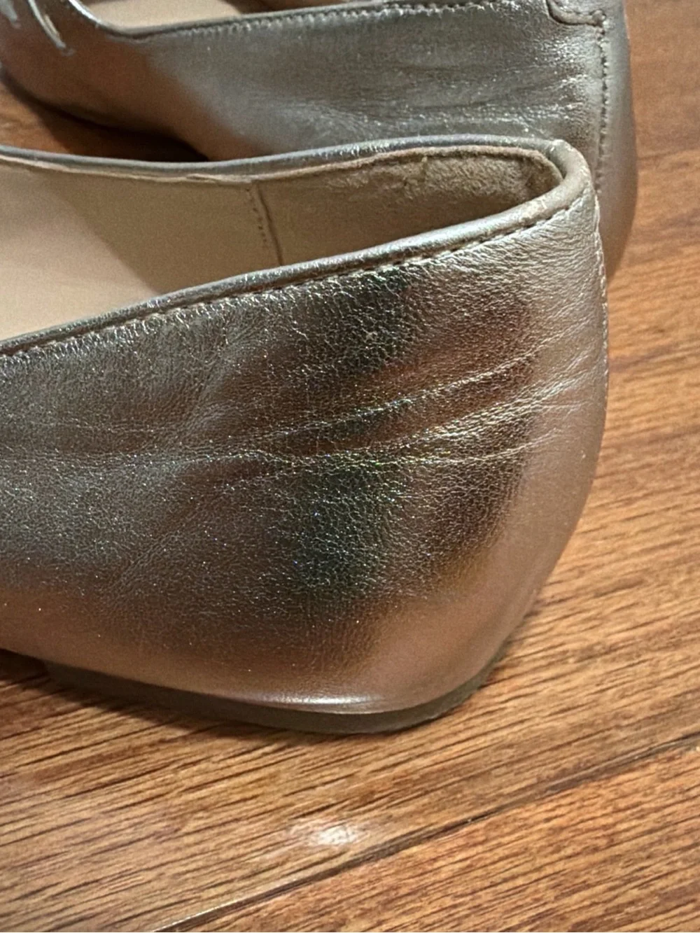 Coach Metallic gold rose Double-Strap Mary Jane Flats Sz 9